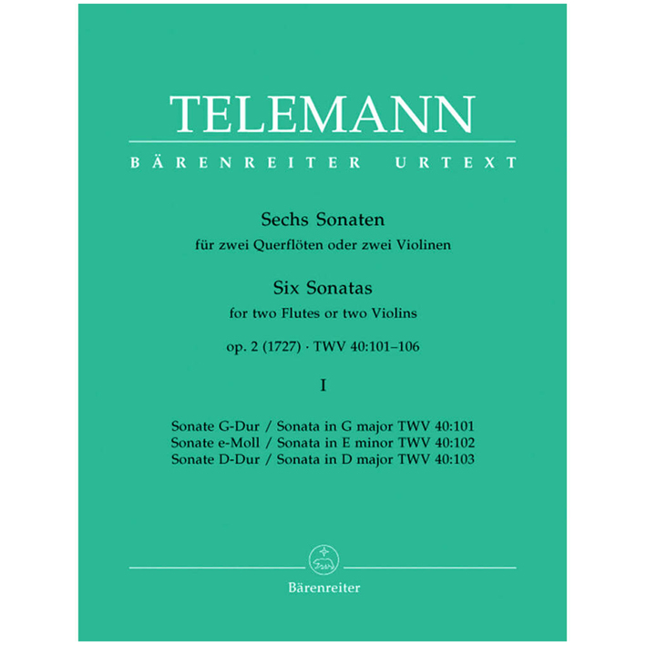 TELEMANN - SIX SONATAS OP.2, VOL.1 (2 FLUTES OR 2 VIOLINS)